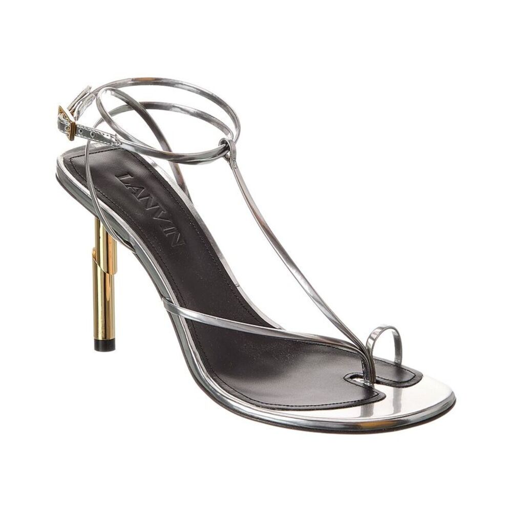 Lanvin Sequence 95 Leather Sandal, Silver